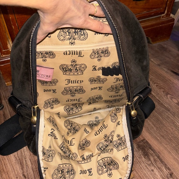 RARE Juicy Couture Velour Black Backpack with Leather Accents main image 6